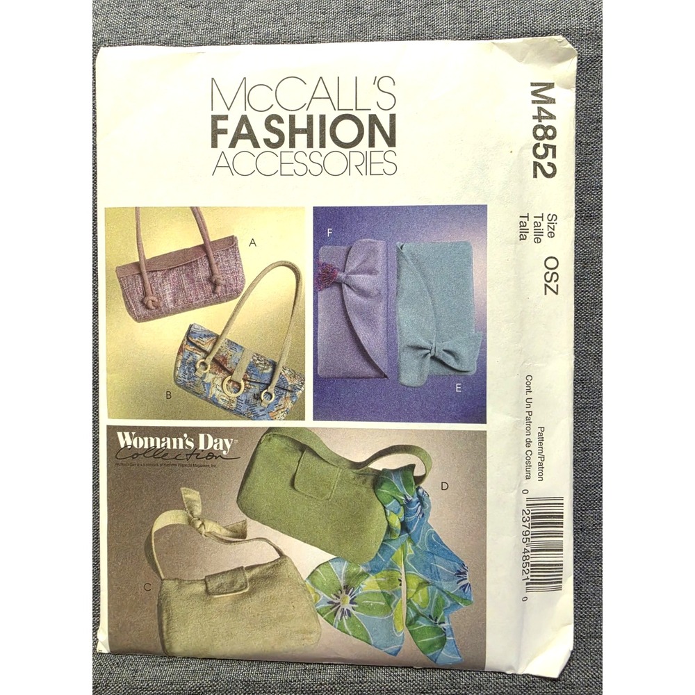 McCalls M4852 Fashion Accessories - Handbags